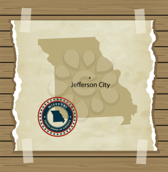 Missouri map with stamp vintage vector background