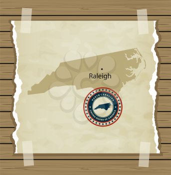 North Carolina map with stamp vintage vector background