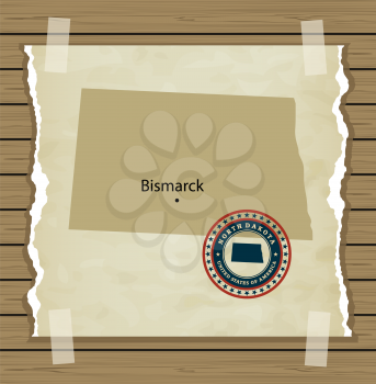 North Dakotamap with stamp vintage vector background