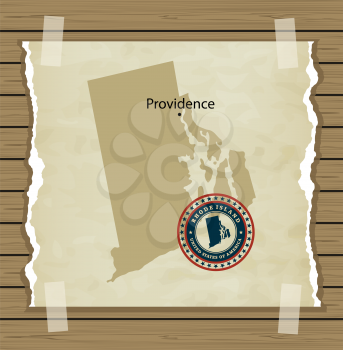 Rhode Island map with stamp vintage vector background