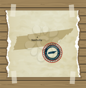 Tennessee map with stamp vintage vector background