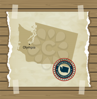 Washington map with stamp vintage vector background