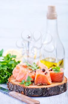 red salmon with fresh parsley and spice