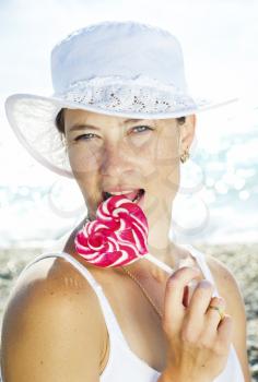 woman with sweet candy