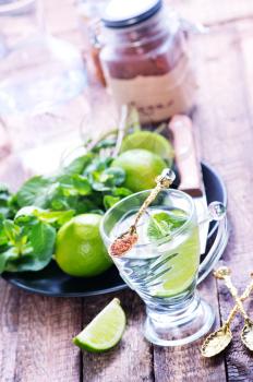 fresh and cold drink with lime and mint