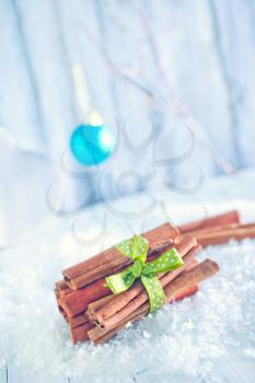cinnamon sticks for christmas baking on a table