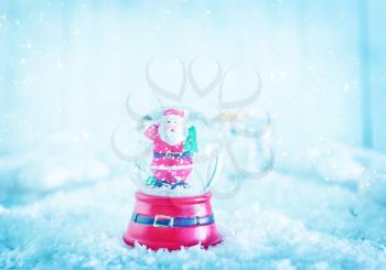 christmas decoration on the snow, christmas background