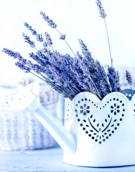 bouquet of lavender on a white wooden table