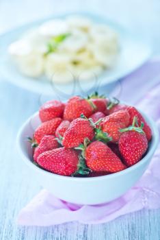 fresh strawberry with banana on the plate