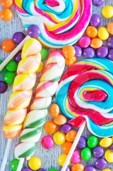 sweet and color candy on a table