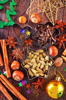 aroma spice for christmas baking on a table