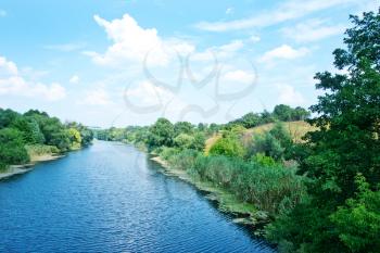 River in Ukraine, big river and blue sky