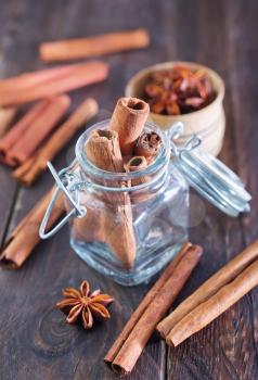 aroma spice on a table, aroma anise and cinnamon