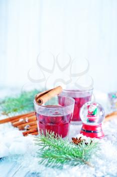 christmas drink with spice on a table