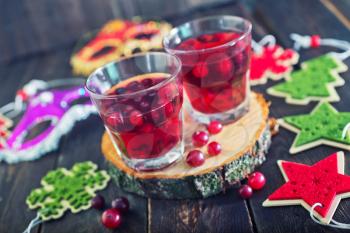 christmas drink in glasses and on a table