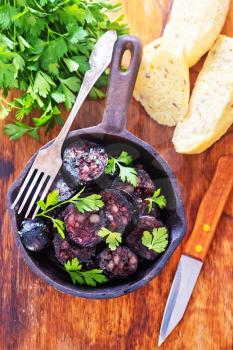 homemade blood sausage with aroma spice and herbs