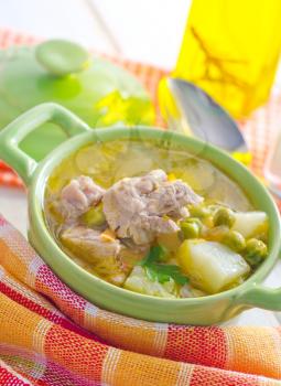 Fresh soup with meat and vegetables