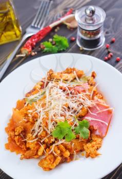 pasta with meat and cheese