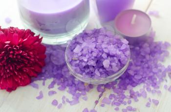 Violet sea salt for spa and candle
