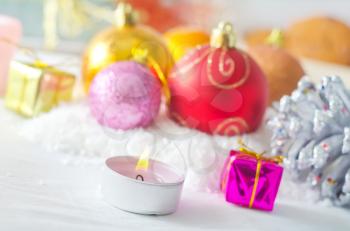 Candle and christmas decoration