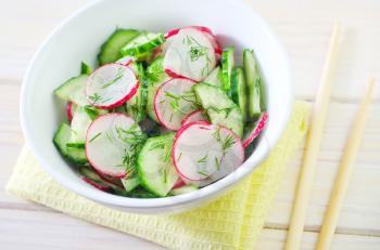 fresh salad with cucumber and radish