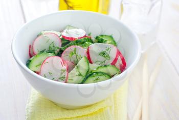 fresh salad with cucumber and radish