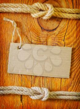 rope and blank on wooden background