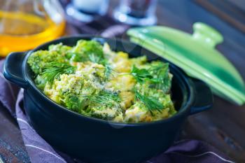 baked broccoli with eggs in the bowl