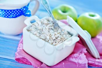 oat flakes with apple in the bowl