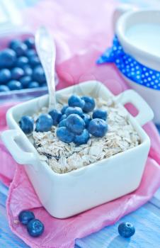 oat flakes with blueberry in the bowl