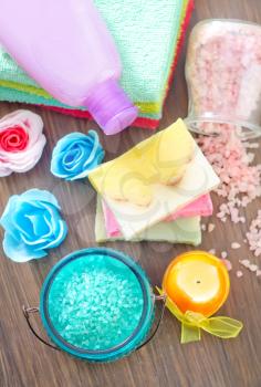 color salt and soaps