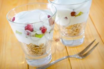 yogurt and oat flakes