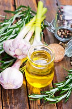 rosemary oil with garlic in the bottle