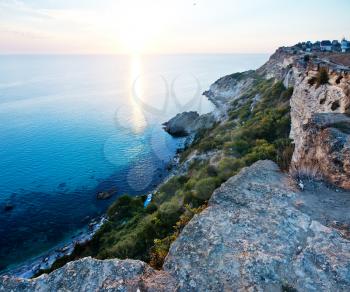 Sea and sunset in Crimea, summer sea/