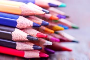 color pencils on a table, school supplies
