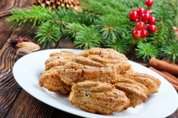 christmas cookies with aroma spice on plate