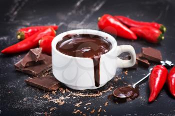hot chocolate with red pepper in the cup