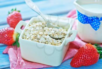 oat flakes with strawberry in the bowl