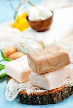 spa objects on a table, soap and salt