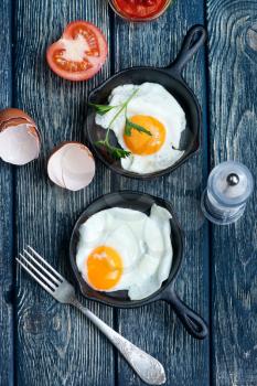 fried eggs for breakfast, fried eggs in pan