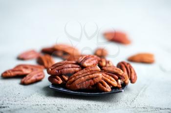 nuts on a table, dry pecan on the table