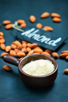 dry almond, almond on a table, stock photo
