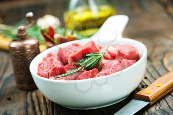 raw meat with aroma spice and sea salt 