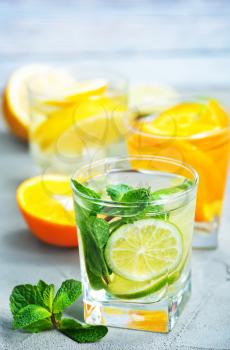 detox drink with herb and fresh fruit