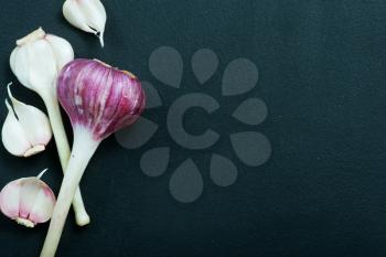 fresh garlic on a table, stock photo
