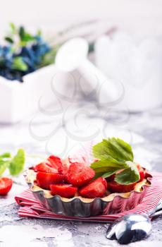 pie with strawberry , strawberry tart on a table