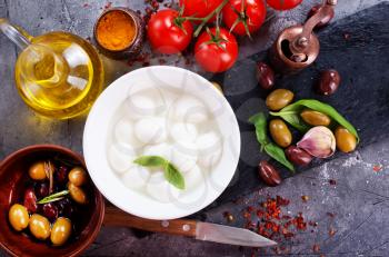 fresh ingredients for caprese salad on a table