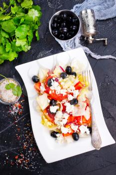 salad with fresh vegetables and cheese, diet salad