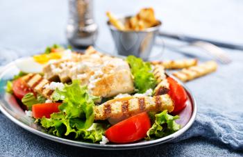 caesar salad, fresh salad with vegetable and chicken