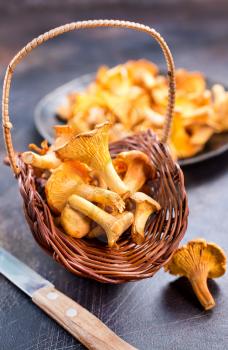 raw mushroom, fresh mushrooms on a table,stock photo